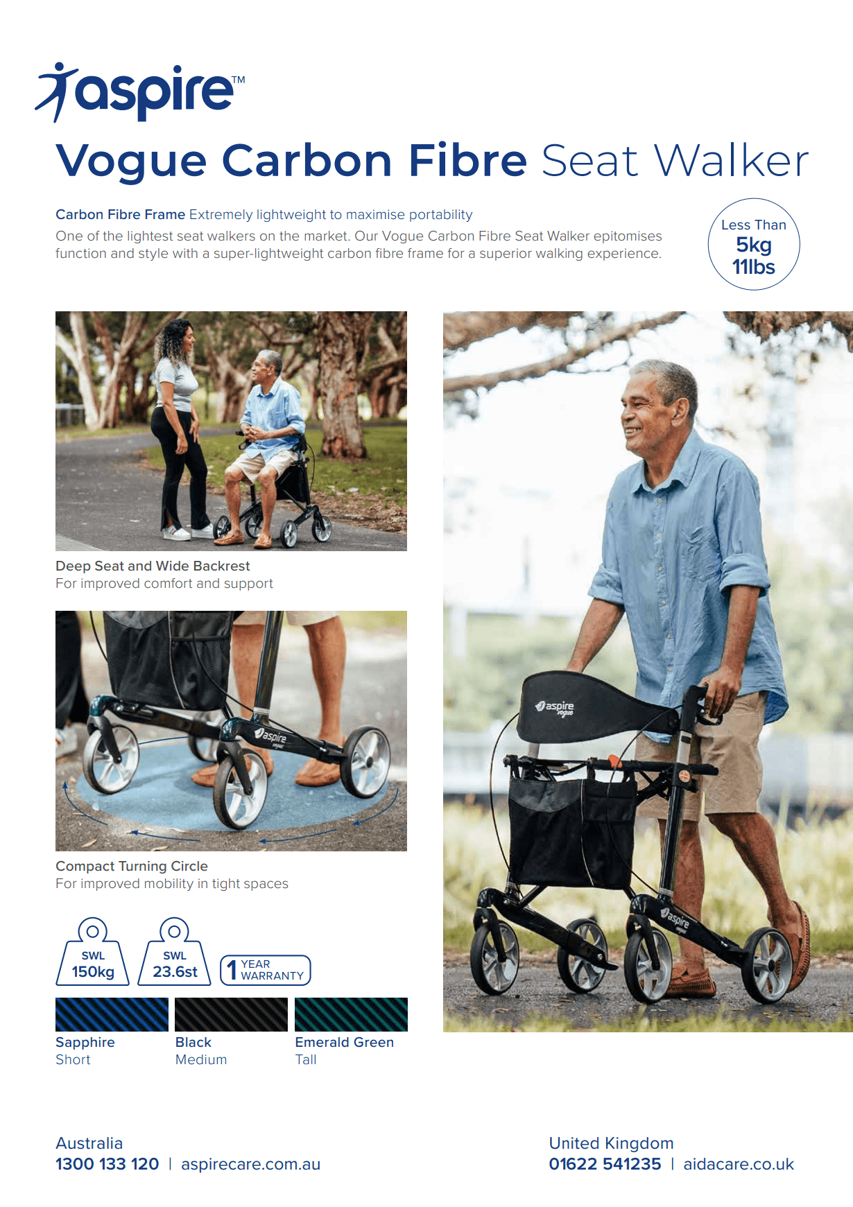 Aspire Vogue Carbon Fibre Seat Walker Flyer